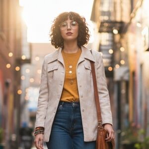 Vintage 1970s Jacquard Jacket – Retro Tailored Elegance